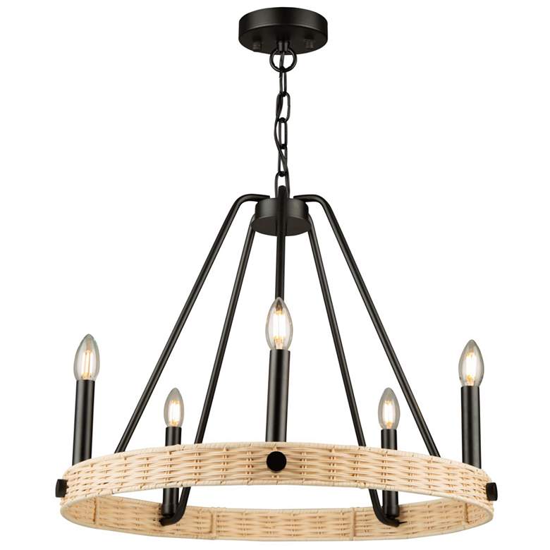 Image 1 Artcraft Perris 24" Wide 8-Light Black Ring Chandelier