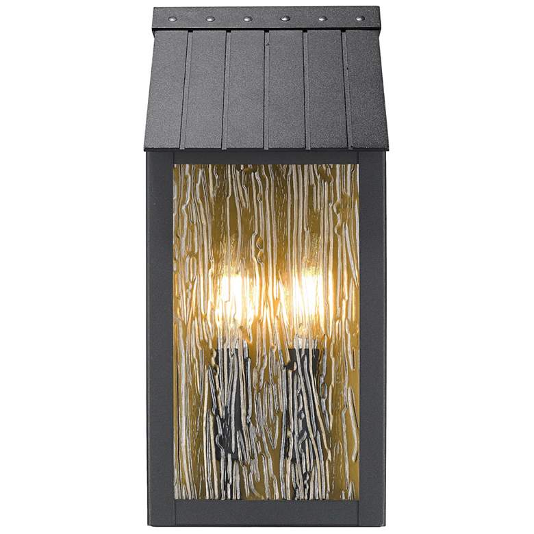 Image 1 ArtCraft Point 13 1/2" High Black 2-Light Outdoor Wall Light