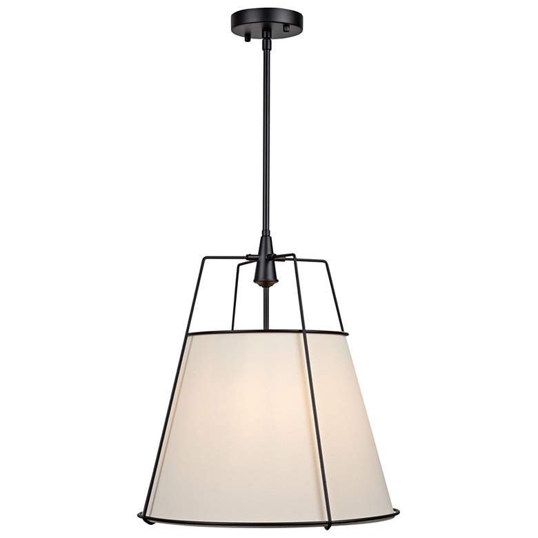 Image 2 Artcraft Pullman 17" Wide Black Pendant Light w/ Linen Shade