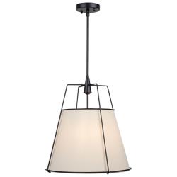 Artcraft Pullman 17" Wide Black Pendant Light w/ Linen Shade