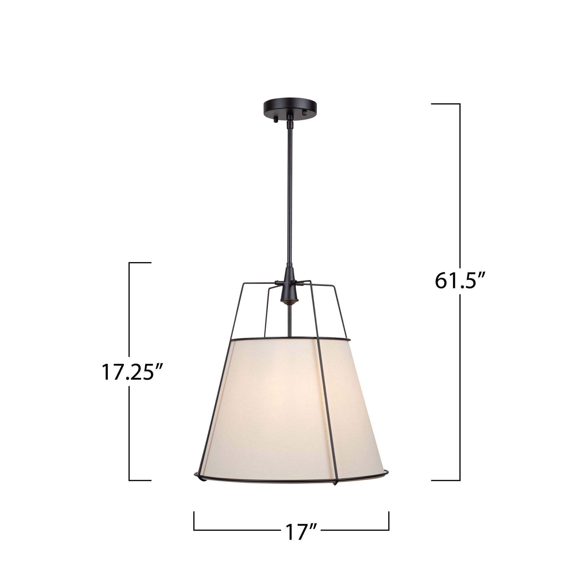 Artcraft Pullman 17" Wide Black Pendant Light w/ Linen Shade