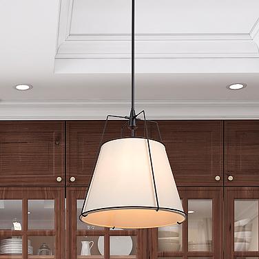 Artcraft Pullman 17" Wide Black Pendant Light w/ Linen Shade