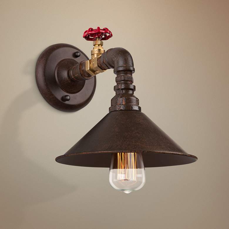 Image 1 Artcraft Revival 8 1/2 inch High Brown and Rust Wall Sconce