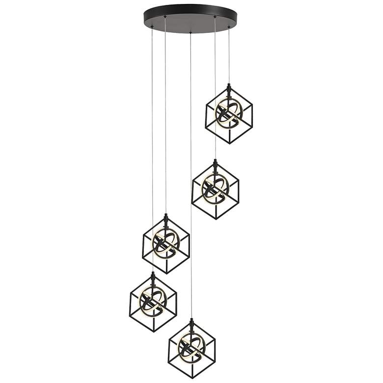 Image 1 Artcraft Tulip 9" Wide 5-Light Matte Black Modern LED Pendant