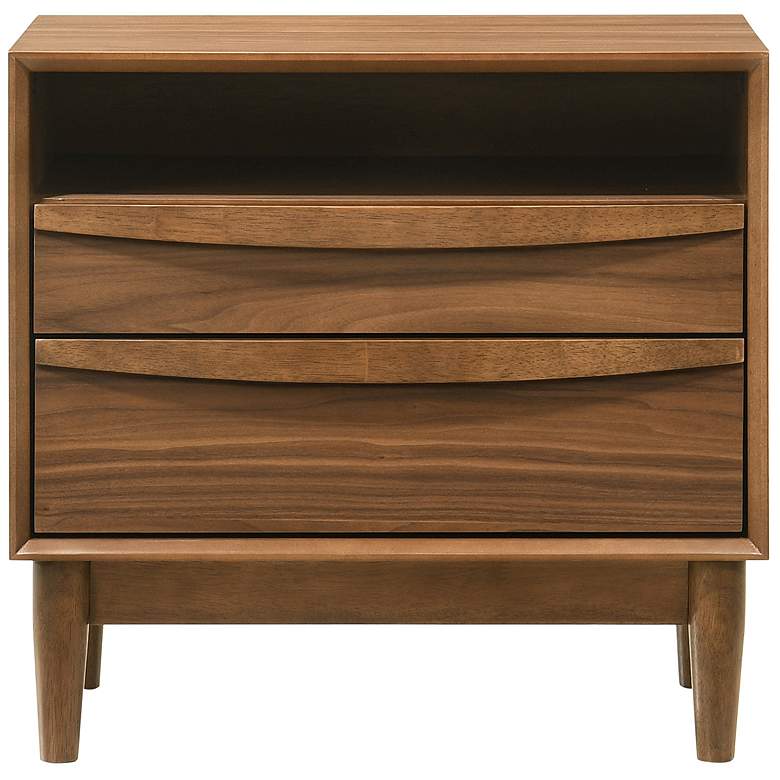 Image 1 Artemio 2 Drawer Nightstand with Shelf in Wood and Walnut Finish