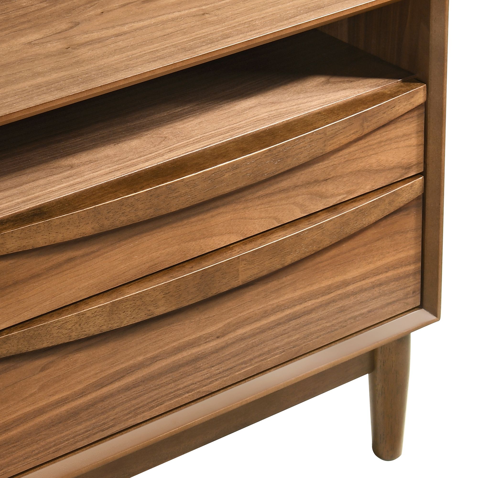 Artemio 2 Drawer Nightstand with Shelf in Wood and Walnut Finish