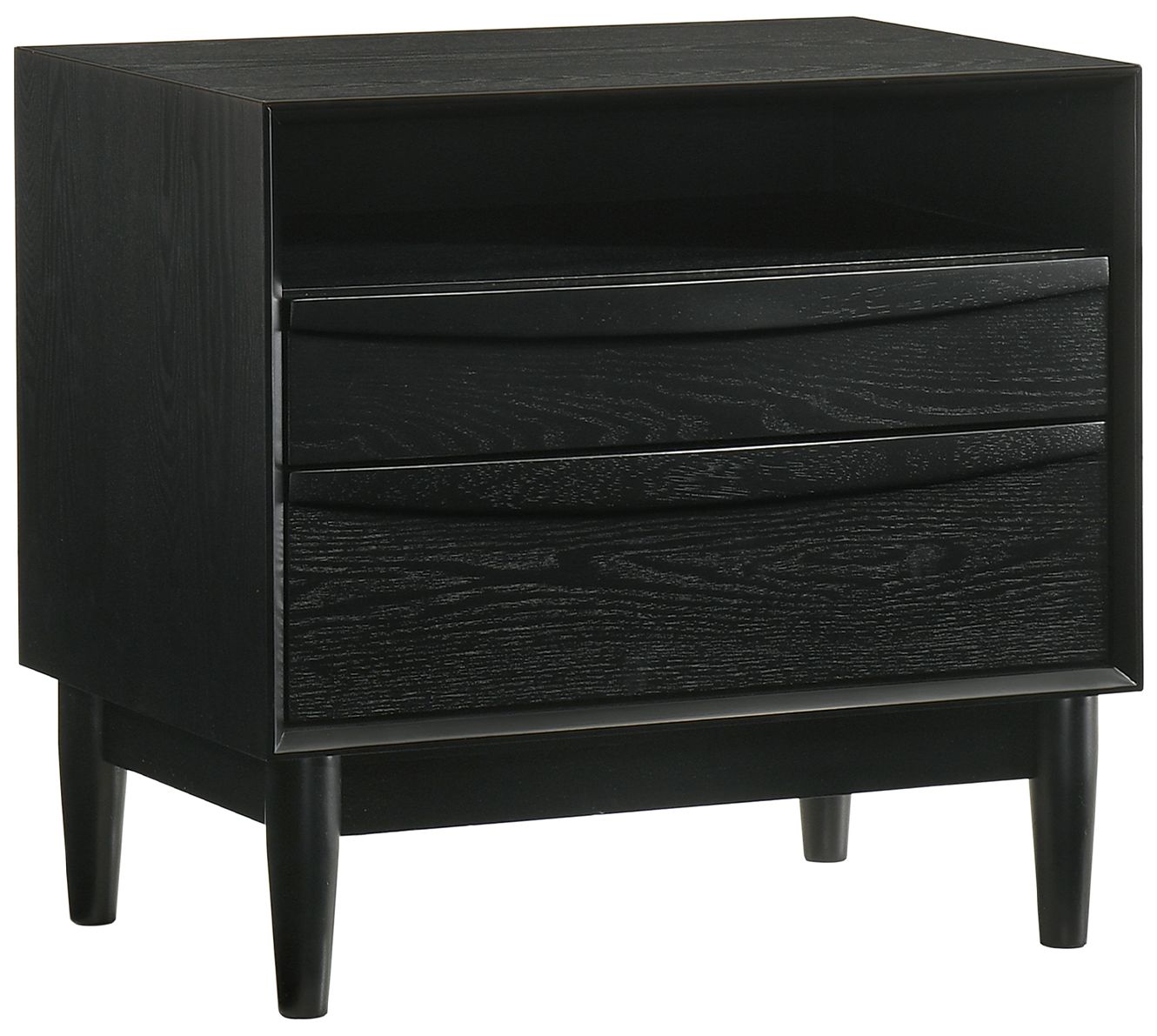 Image 2 Artemio 23" Wide Black Wood 2-Drawer Nightstand more views