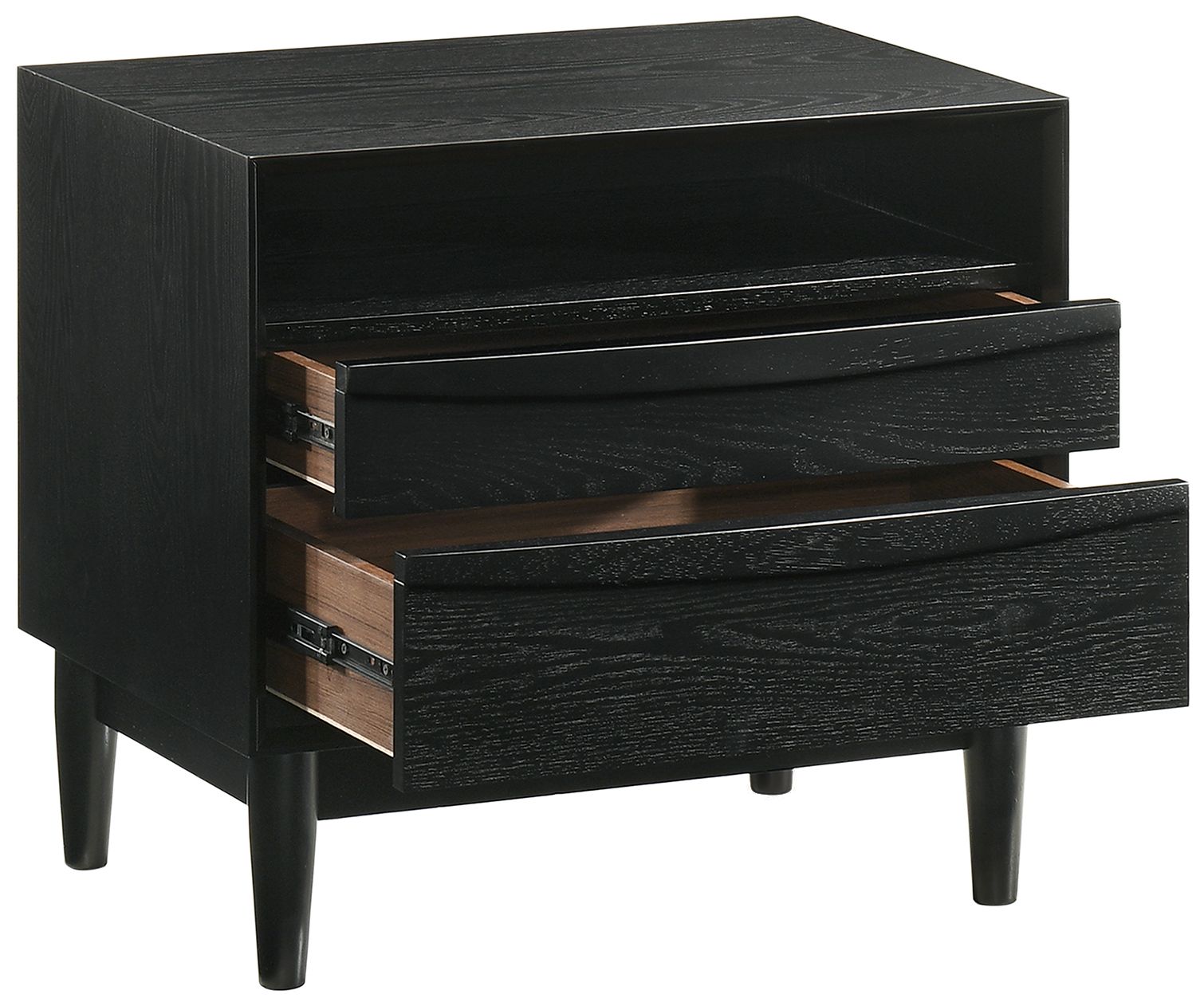 Image 3 Artemio 23" Wide Black Wood 2-Drawer Nightstand more views