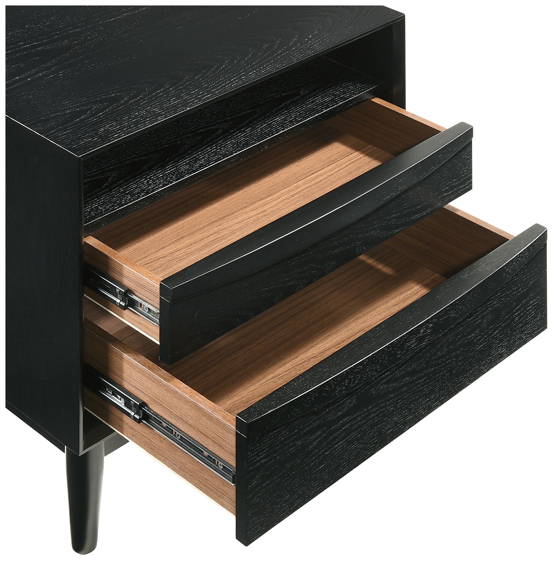 Artemio 23" Wide Black Wood 2-Drawer Nightstand