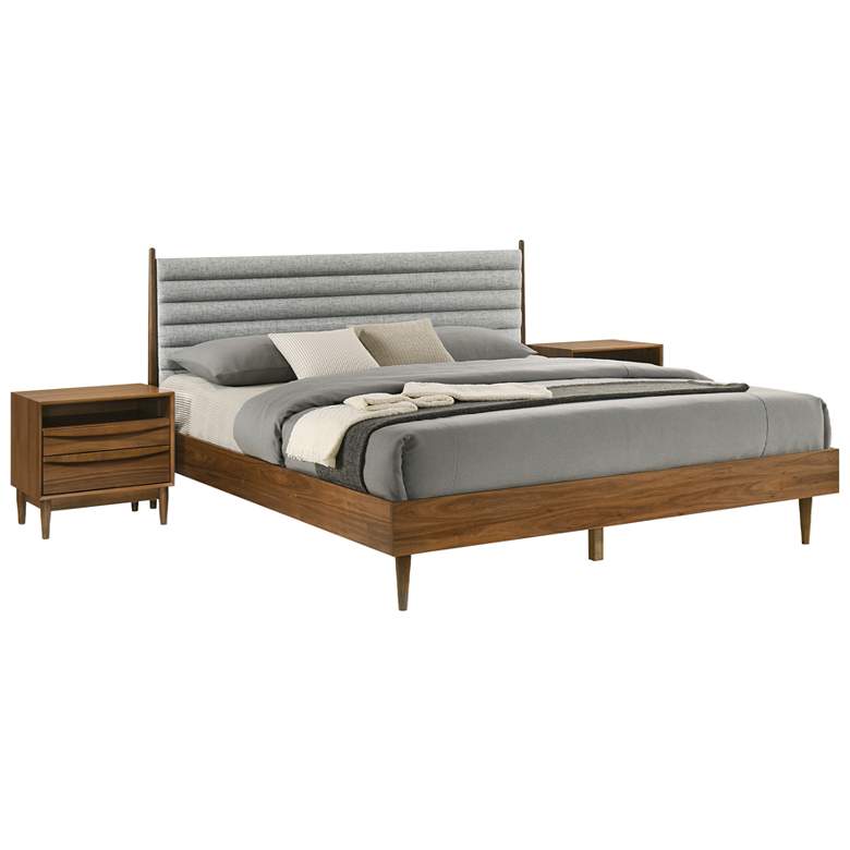 Image 1 Artemio 3 Piece King Bedroom Set in Wood and Walnut Finish