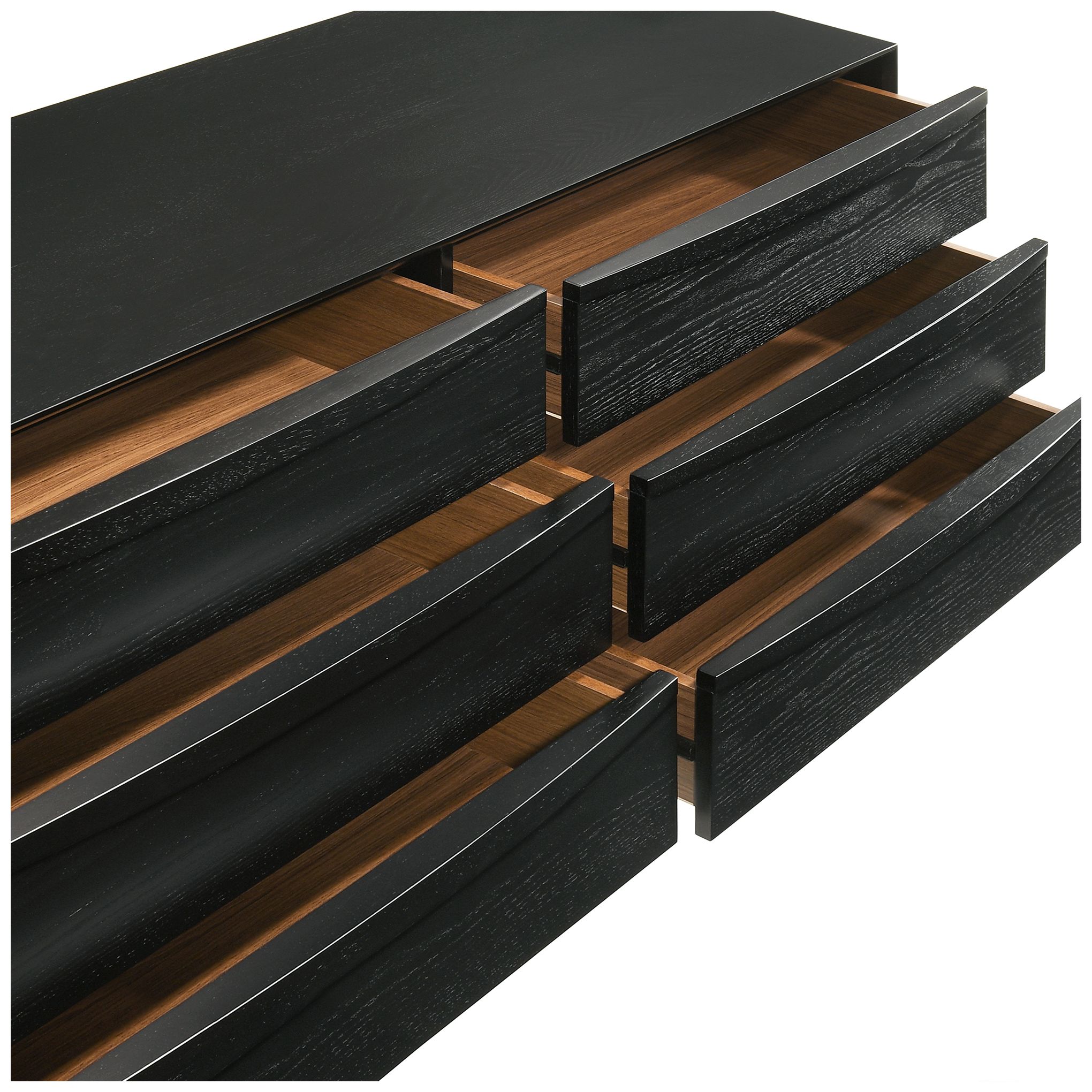 Artemio 55" Wide Black Wood 6-Drawer Dresser