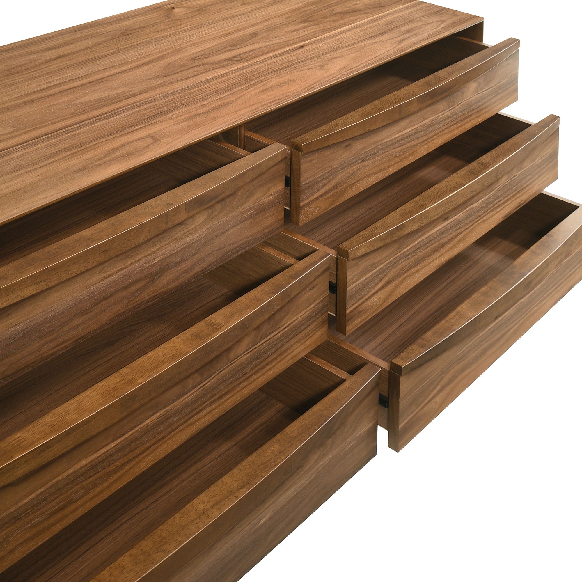 Artemio 6 Drawer Dresser in Wood and Walnut Finish