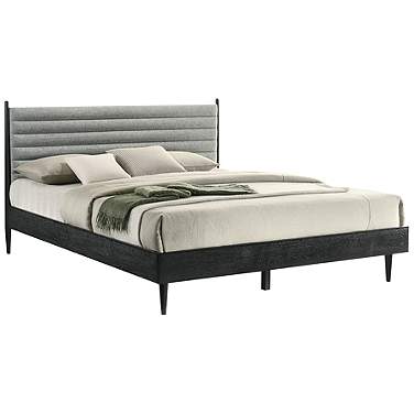 Artemio King Platform Bed Frame in Wood and Black Finish