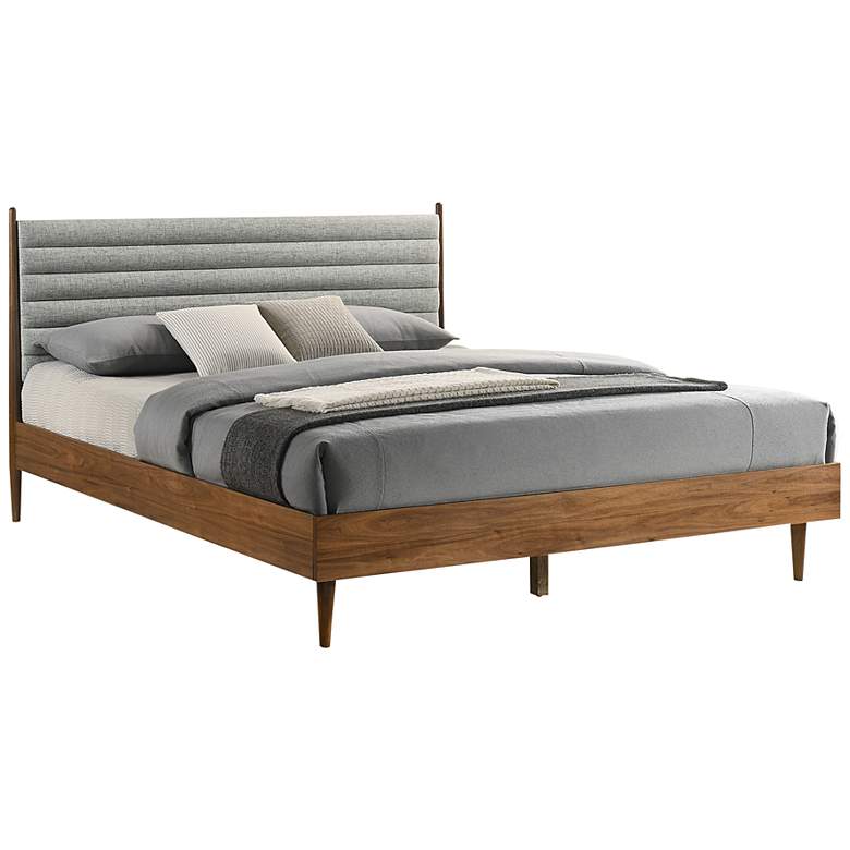 Image 2 Artemio King Platform Bed Frame in Wood and Walnut Finish