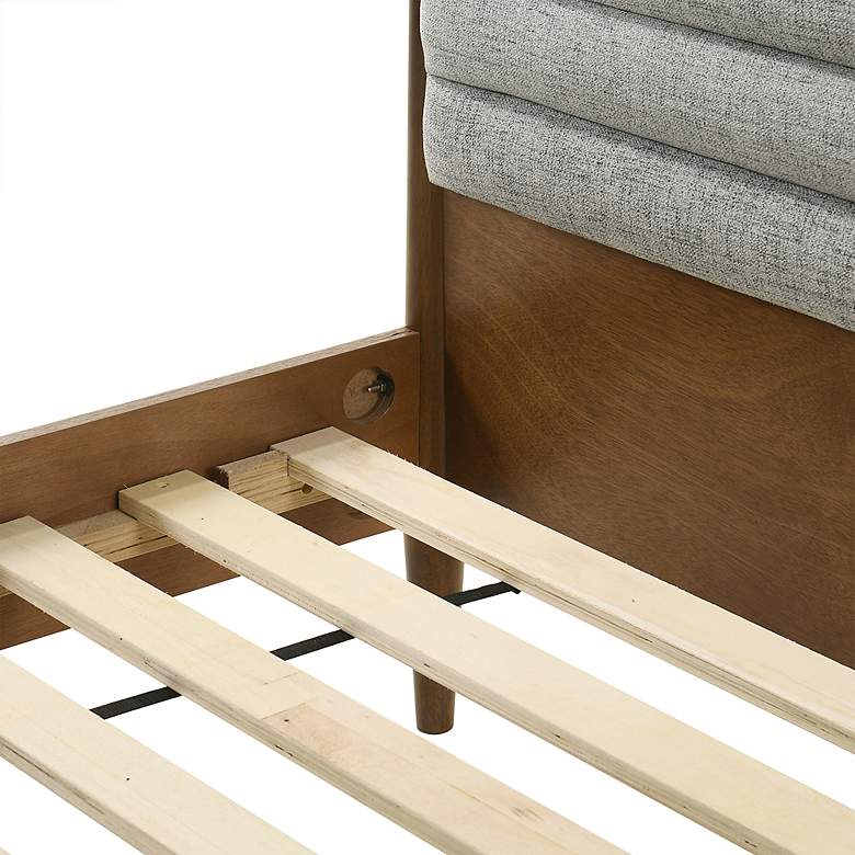 Image 5 Artemio King Platform Bed Frame in Wood and Walnut Finish more views