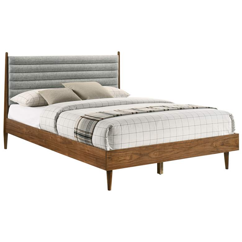 Image 1 Artemio Queen Platform Bed Frame in Wood and Walnut Finish