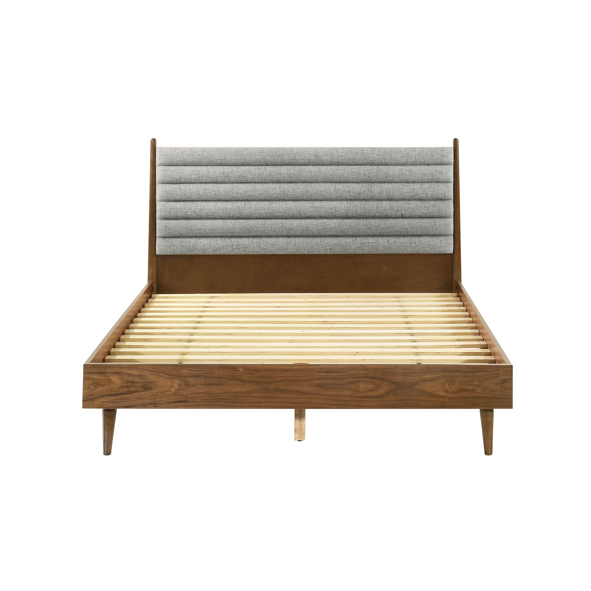Image 4 Artemio Queen Platform Bed Frame in Wood and Walnut Finish more views