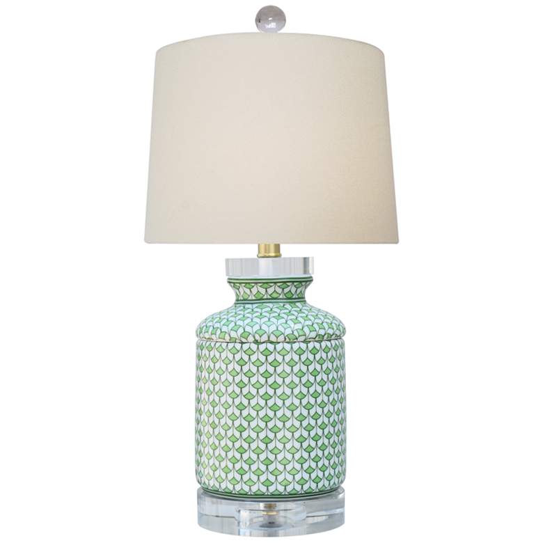 Image 1 Artemis 17"H Green and White Fish Scale Accent Table Lamp