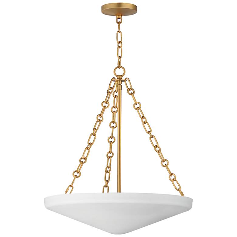 Image 1 Artemis 19" Wide Natural Aged Brass and White Pendant Light