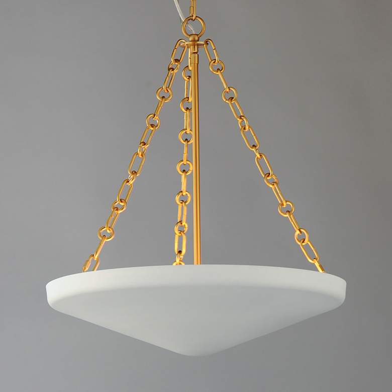 Image 2 Artemis 19" Wide Natural Aged Brass and White Pendant Light more views