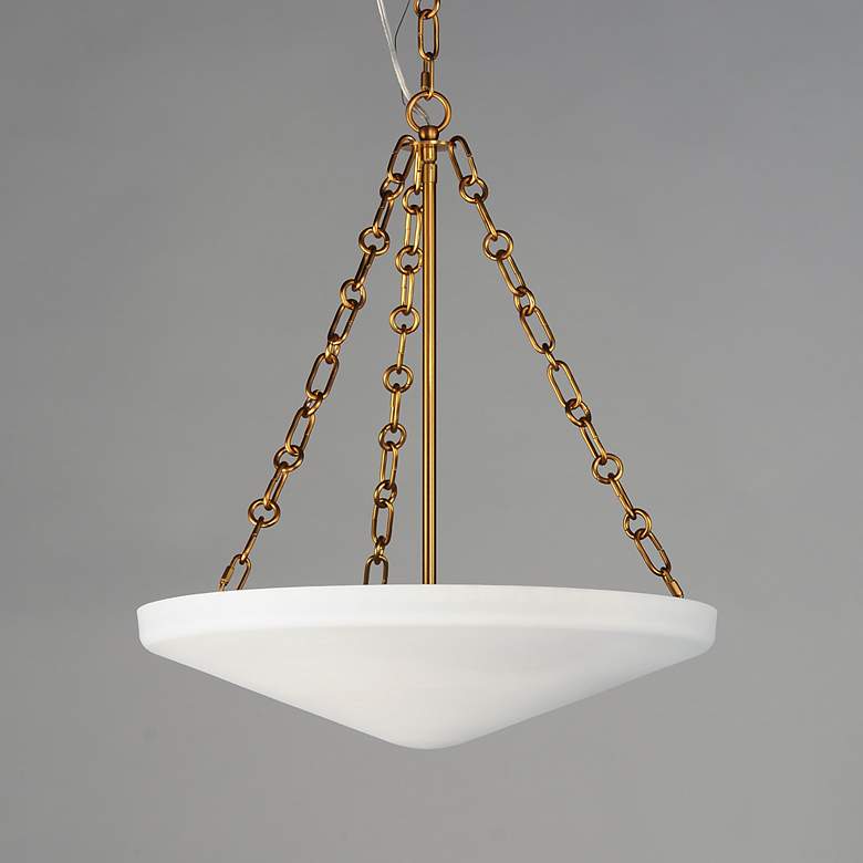 Image 3 Artemis 19" Wide Natural Aged Brass and White Pendant Light more views