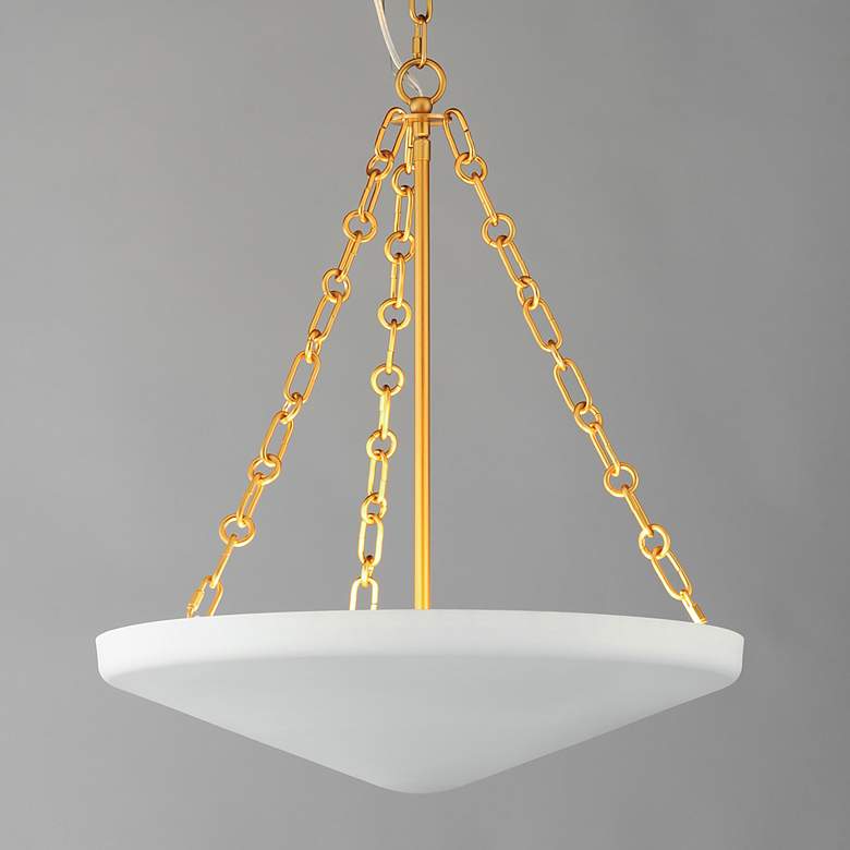 Image 4 Artemis 19" Wide Natural Aged Brass and White Pendant Light more views