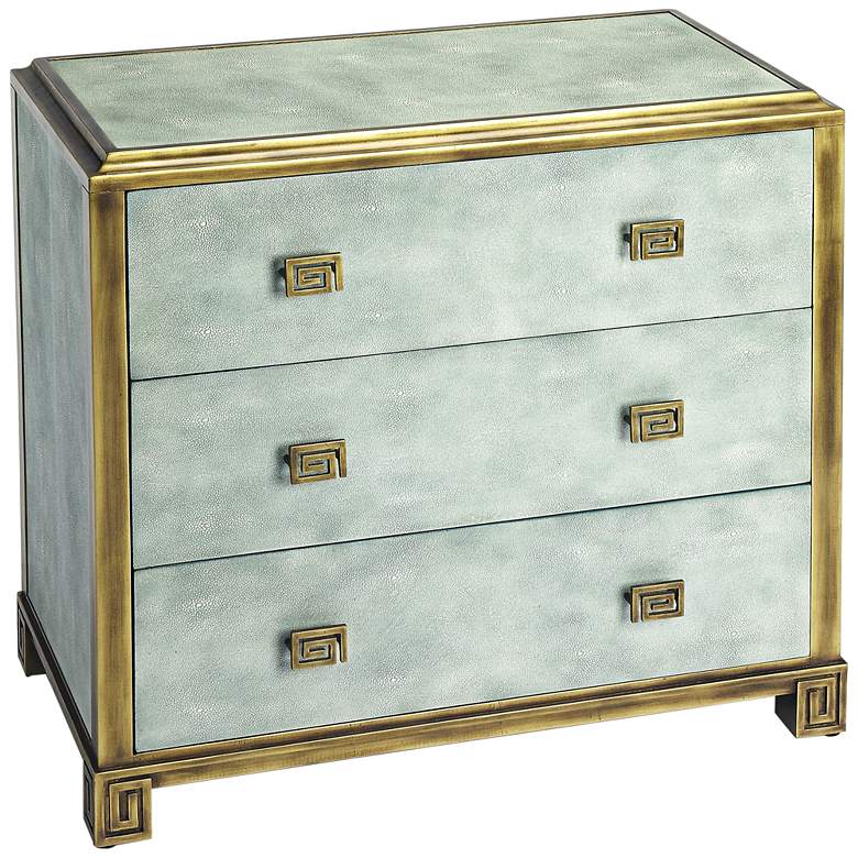 Image 1 Artemis 34 1/2 inch Distressed Blue Wood 3-Drawer Console Chest