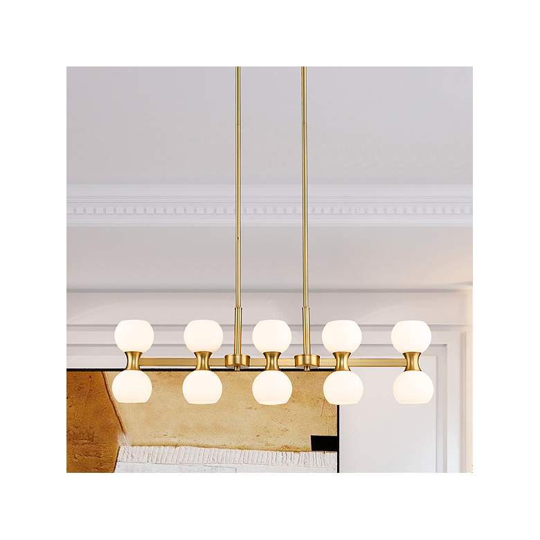 Image 1 Artemis 40" Wide Modern Gold 10-Light Linear Chandelier