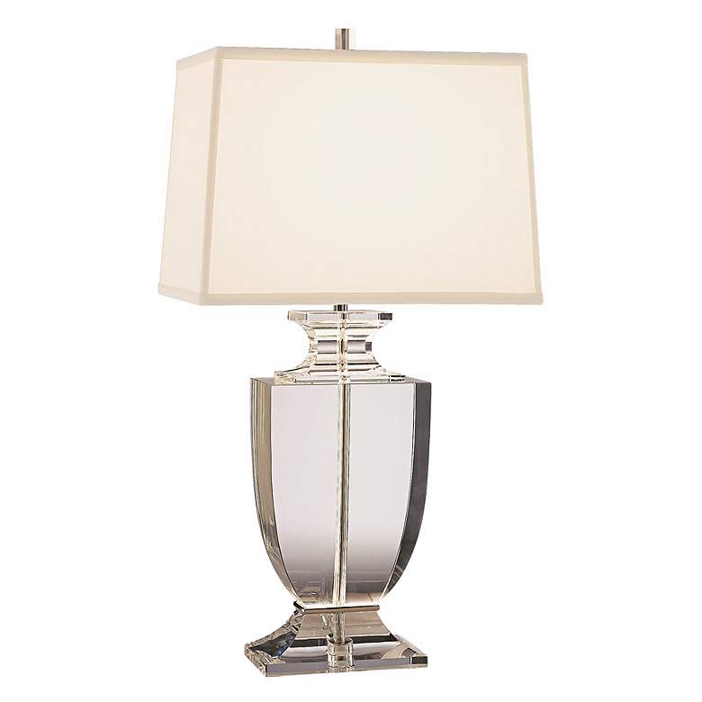 Image 1 Artemis Clear Lead Crystal Table Lamp with Off-White Shade
