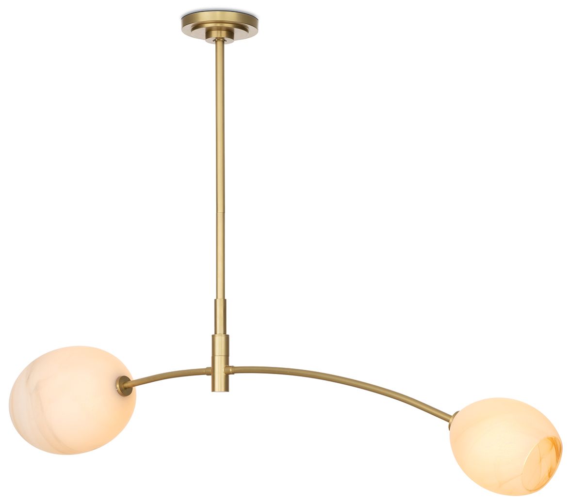 Image 2 Artemis Pendant Double (Natural Brass with Alabaster Glass) more views