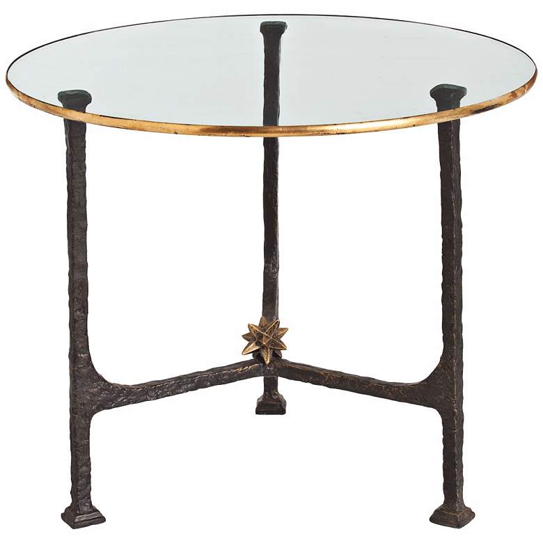Image 1 Arterior Homes Narnia Star Round Iron and Glass End Table