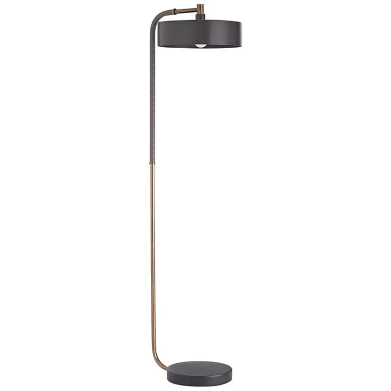 Image 2 Arteriors- Aaron Floor Lamp- 63 inch Heritage Brass, Graphite Leather