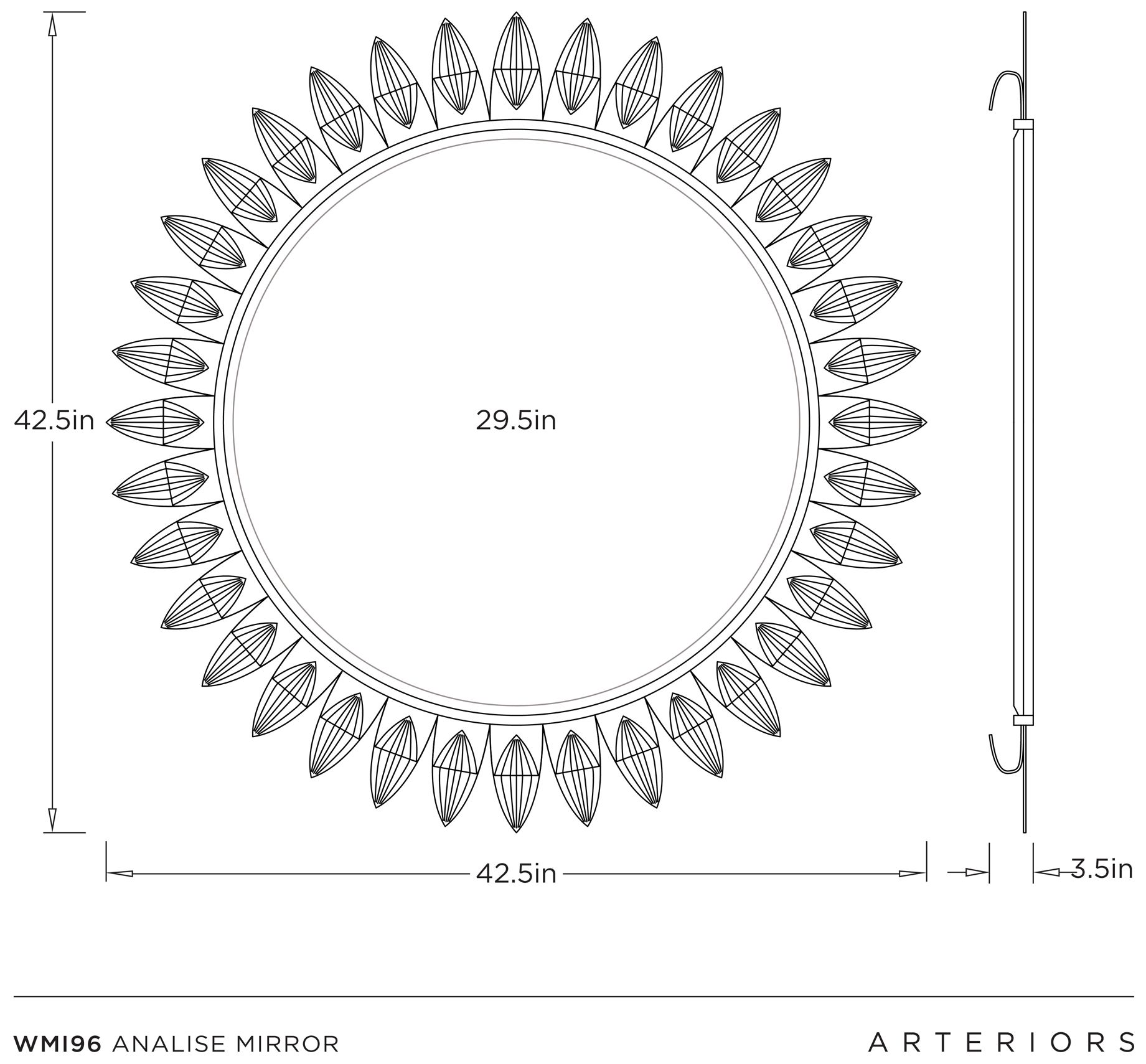 Image 6 Arteriors Analise Iron Mirror Antique Brass more views