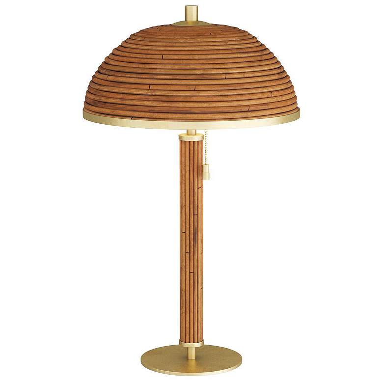 Image 1 Arteriors Annette 26.5 inch Natural Bamboo Mushroom Dome Table Lamp