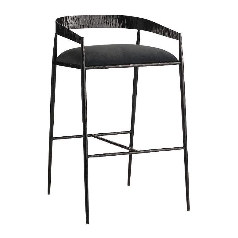 Image 1 Arteriors Ansel Bar Stool Midnight Grey Performance Velvet