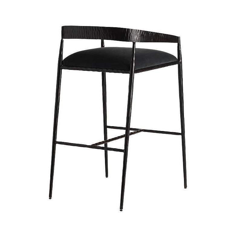 Image 2 Arteriors Ansel Bar Stool Midnight Grey Performance Velvet more views