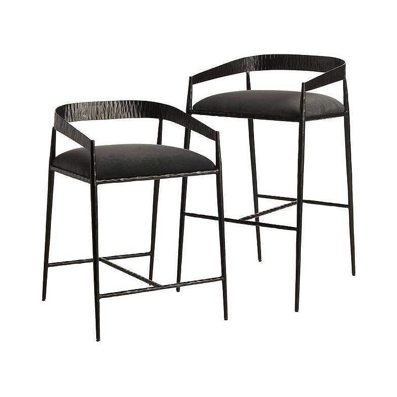 Image 7 Arteriors Ansel Bar Stool Midnight Grey Performance Velvet more views