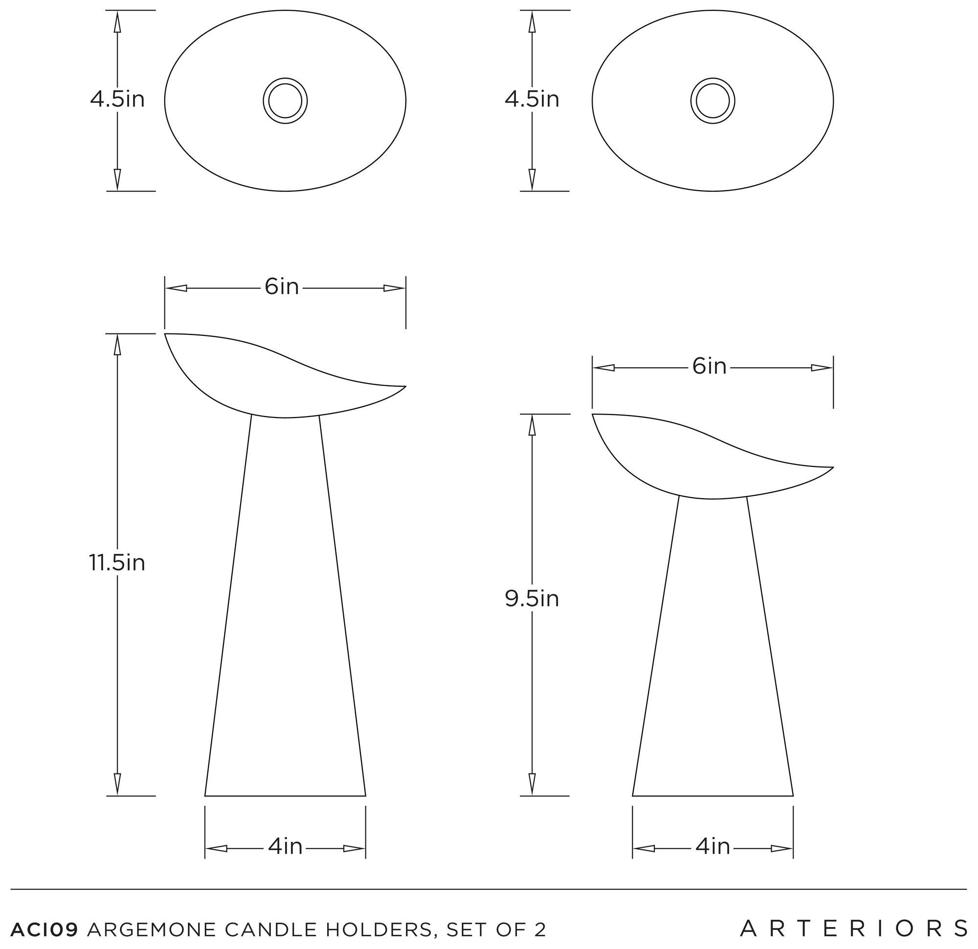 Arteriors Argemone Candle Holders, Set of 2 Blackened