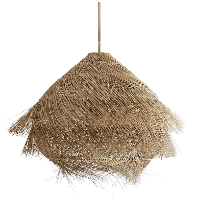 Image 1 Arteriors- Ashburn Pendant- 33" Natural Buri, Antique brass