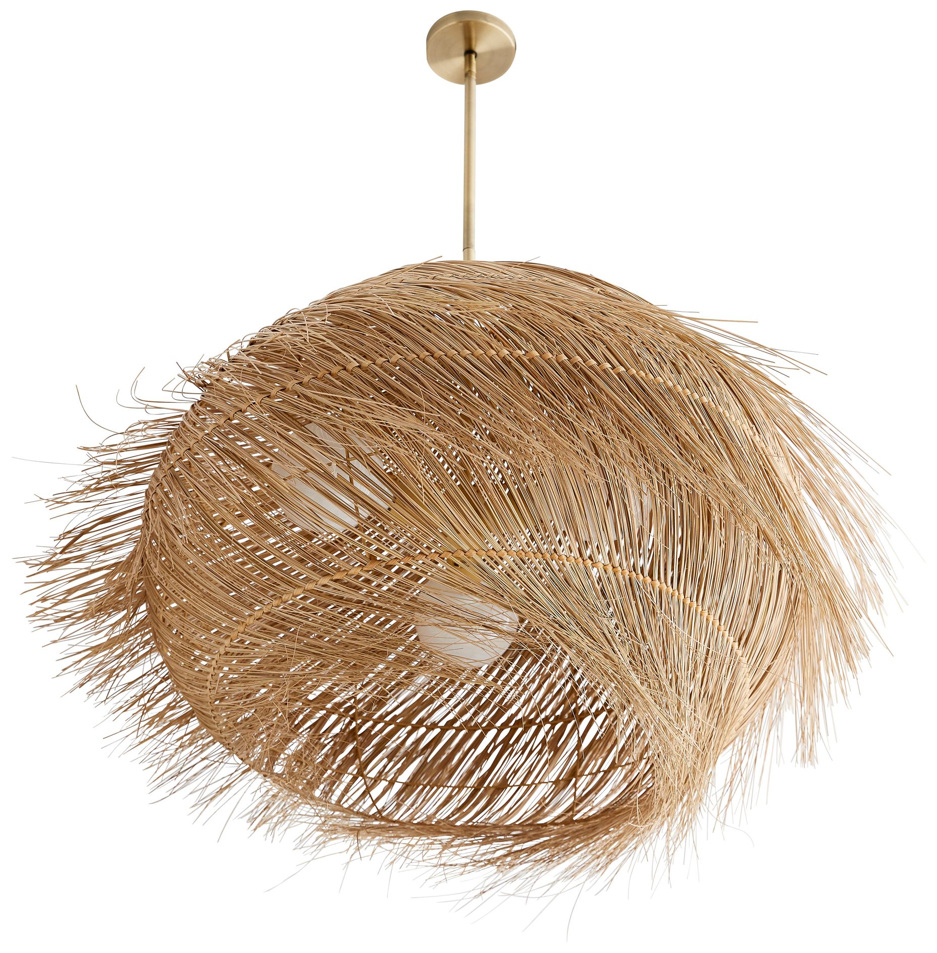 Image 5 Arteriors- Ashburn Pendant- 33" Natural Buri, Antique brass more views