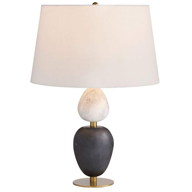 Image 1 Arteriors Aubrey Gray Flower Marble, Black Marble Lamp Antique Brass