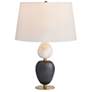 2_Arteriors Aubrey Gray Flower Marble, Black Marble Lamp Antique Brass