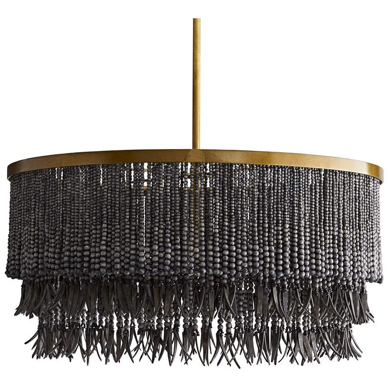 Image 1 Arteriors- Baja Chandelier- 30" Dark Gray Wash Coco Beads, Antique Bra