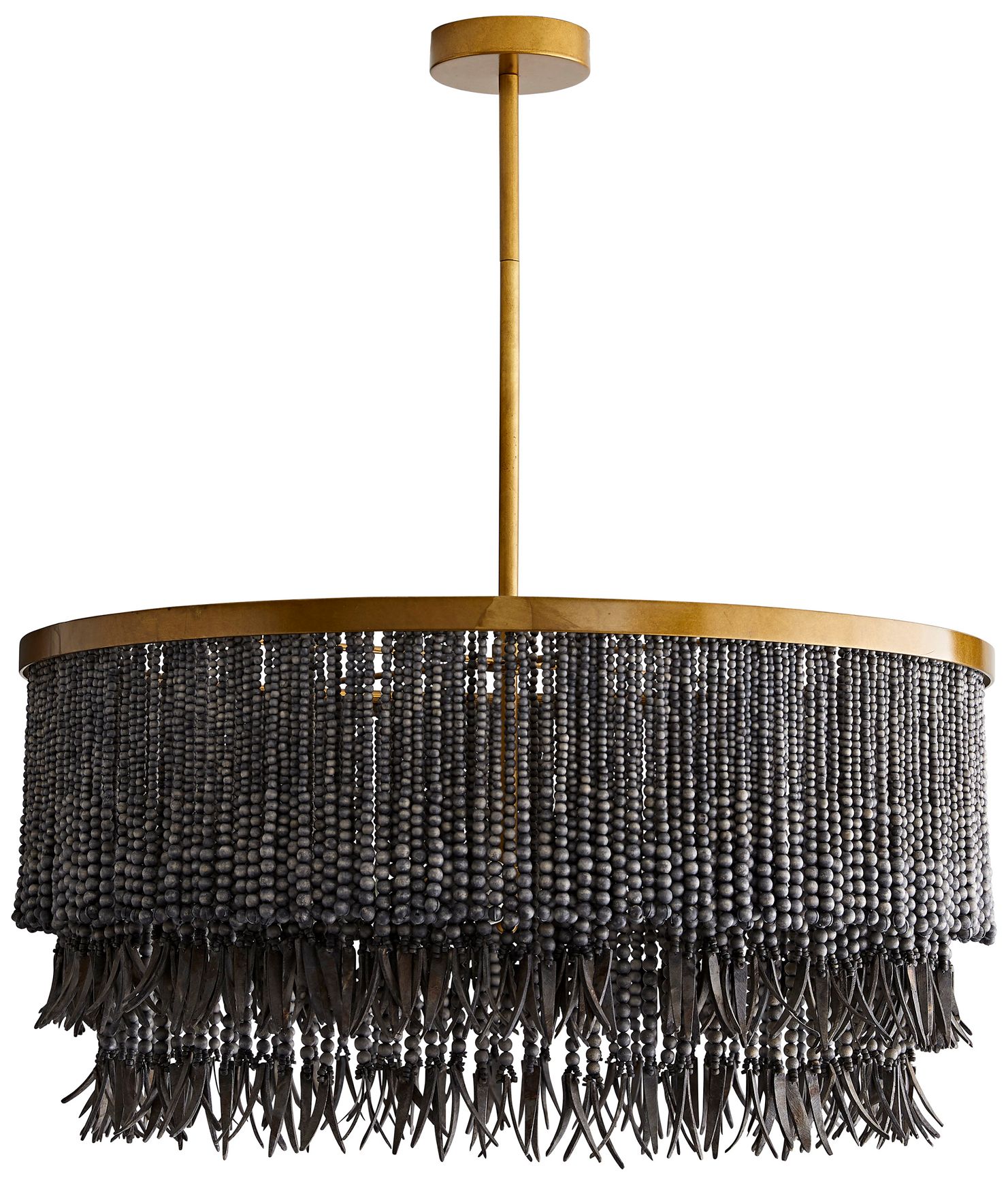 Image 3 Arteriors- Baja Chandelier- 30" Dark Gray Wash Coco Beads, Antique Bra more views