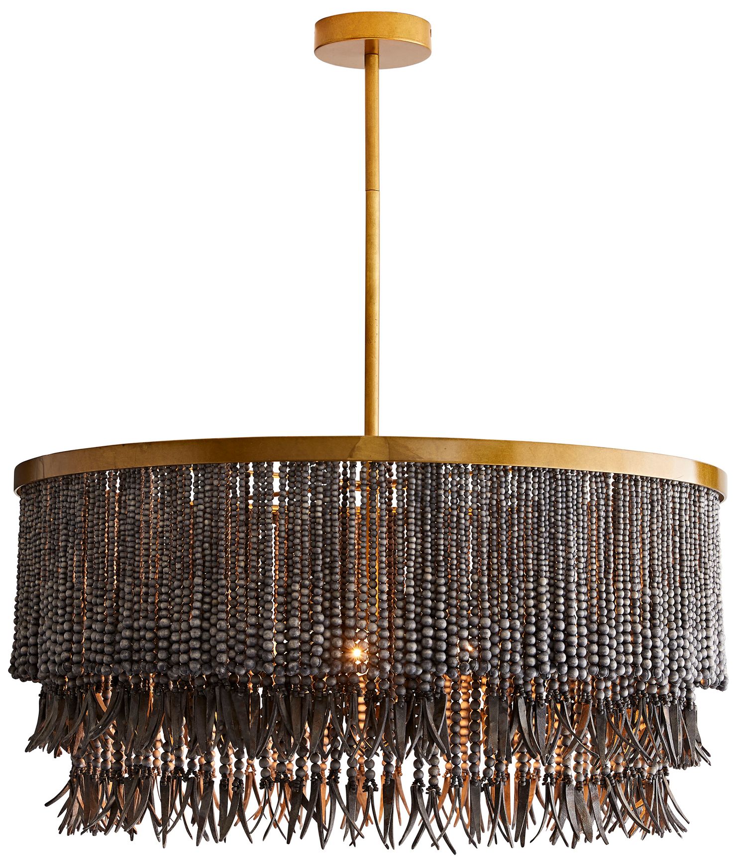 Image 4 Arteriors- Baja Chandelier- 30" Dark Gray Wash Coco Beads, Antique Bra more views