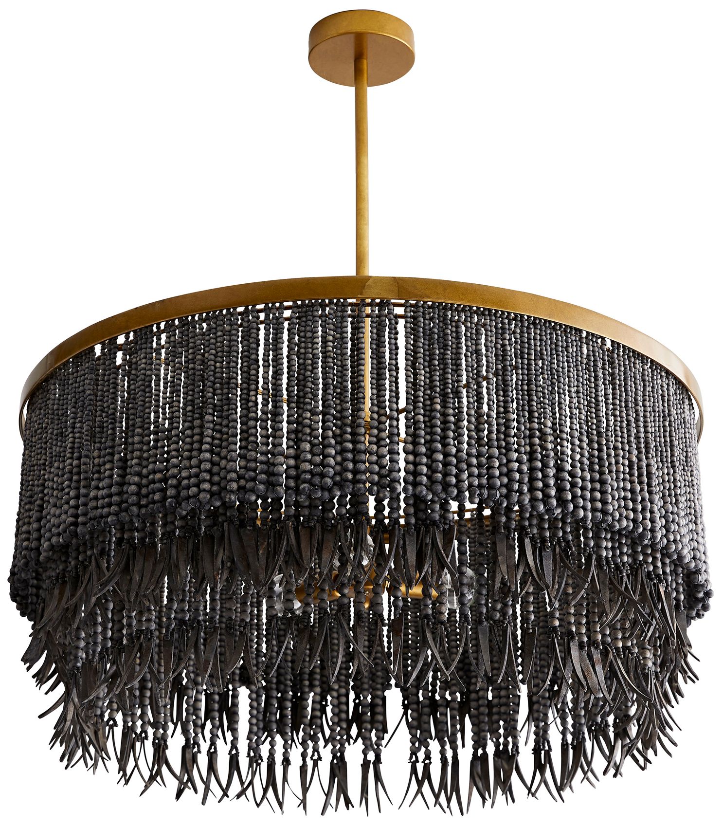 Image 5 Arteriors- Baja Chandelier- 30" Dark Gray Wash Coco Beads, Antique Bra more views