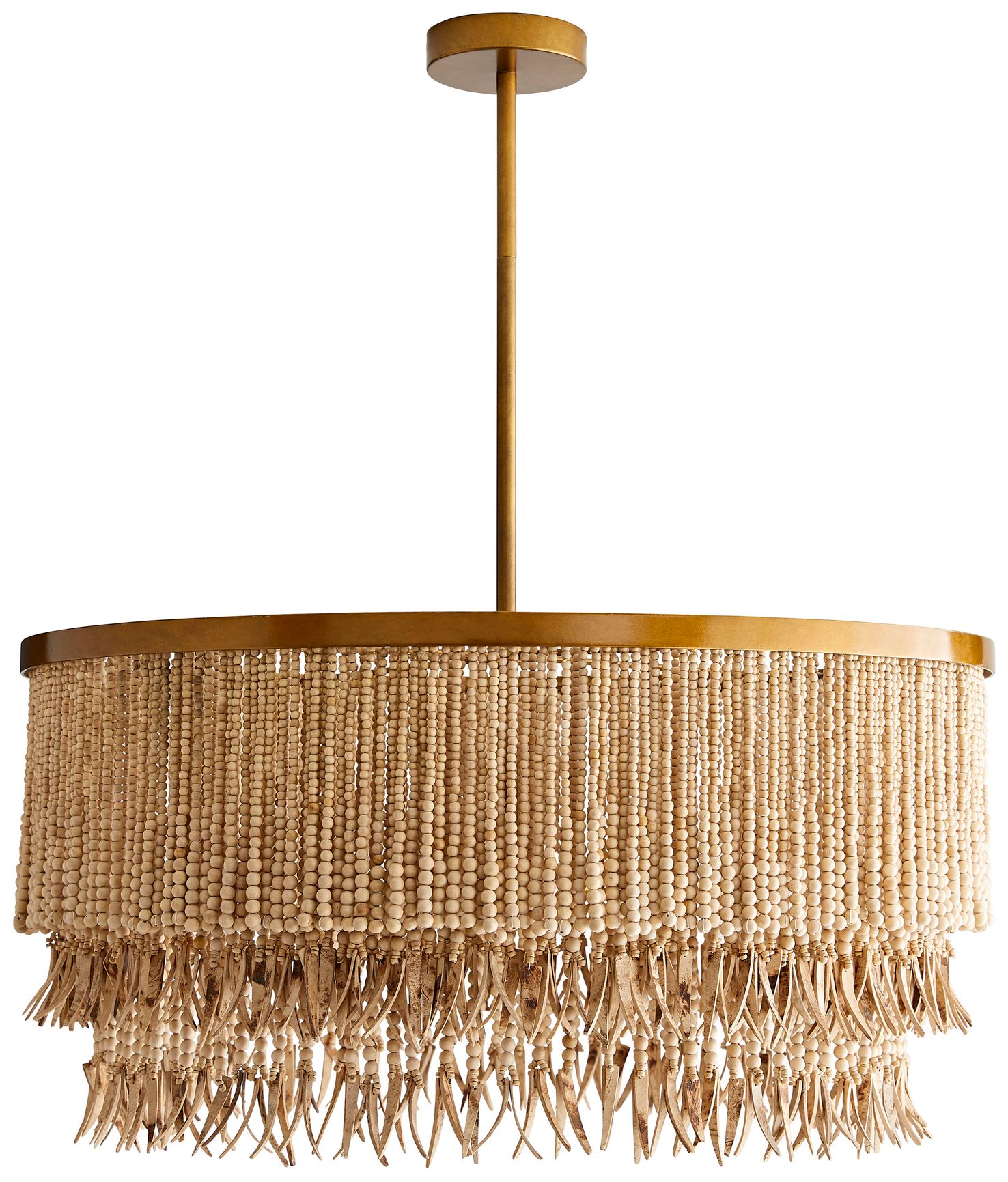 Thumbnail3 of Arteriors- Baja Chandelier- 30" Natural Coco Beads, Antique Brass more views