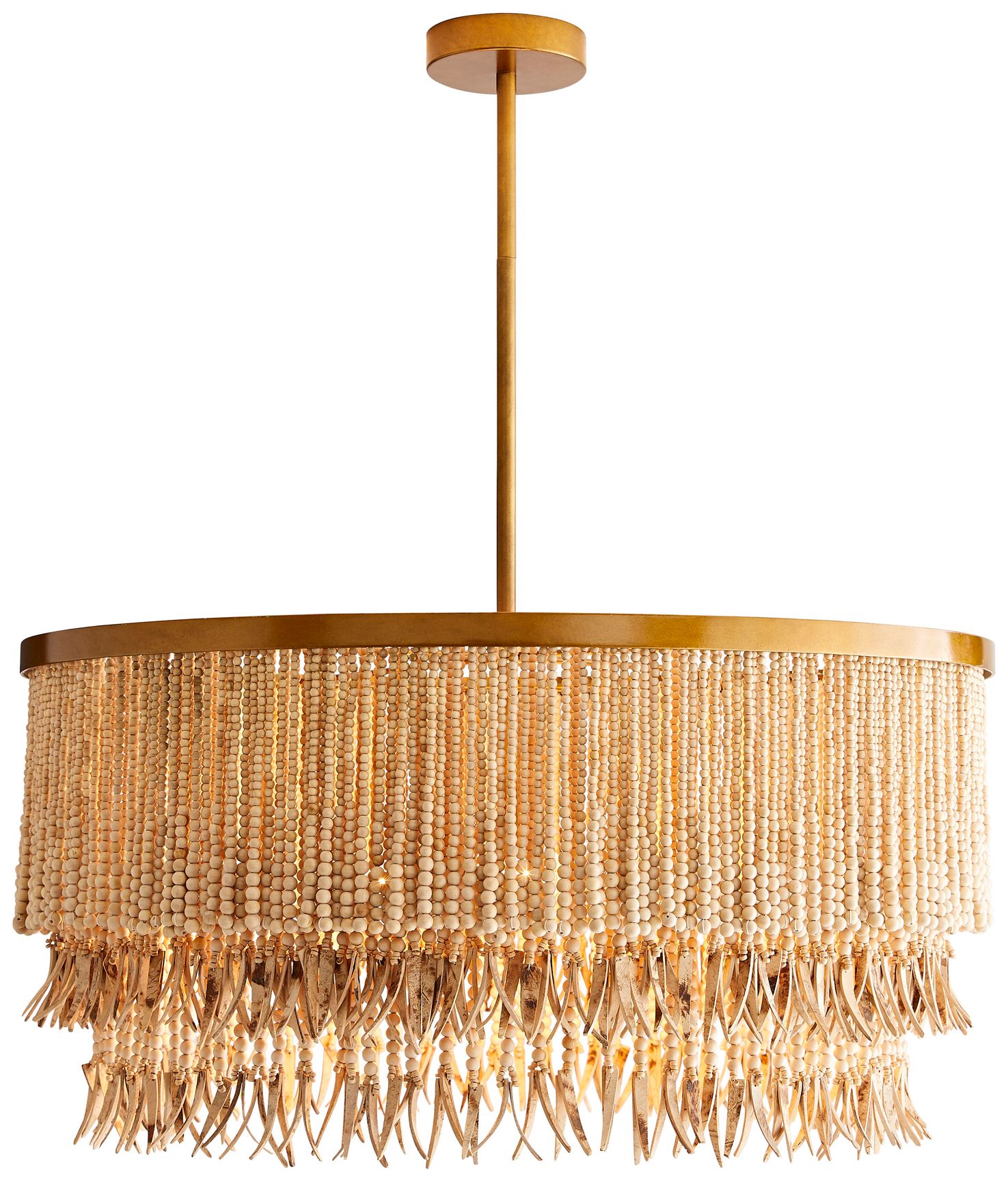 Thumbnail4 of Arteriors- Baja Chandelier- 30" Natural Coco Beads, Antique Brass more views