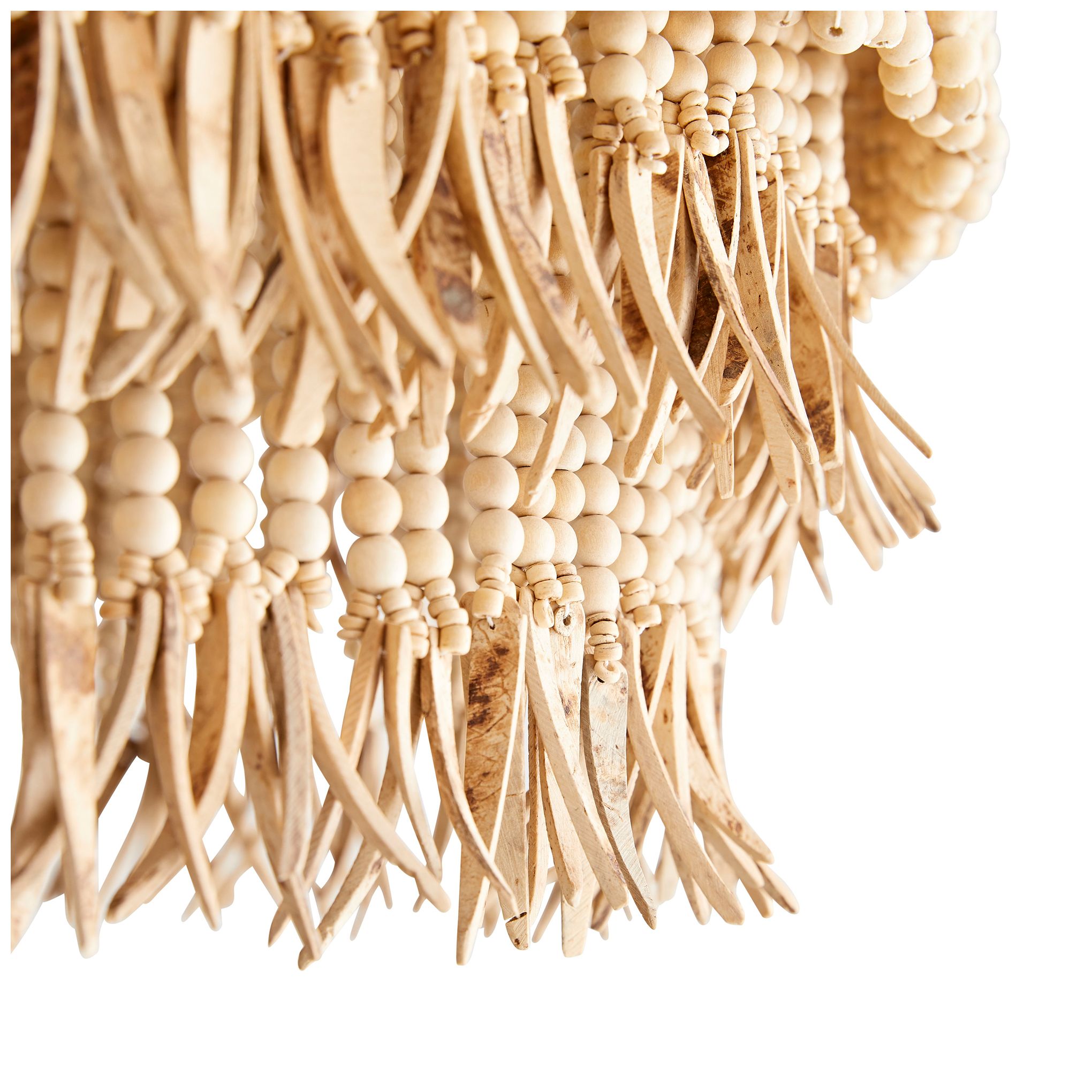 Arteriors- Baja Chandelier- 30" Natural Coco Beads, Antique Brass