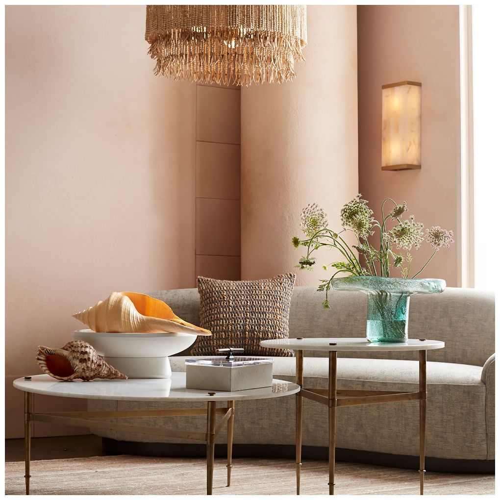 Arteriors- Baja Chandelier- 30" Natural Coco Beads, Antique Brass